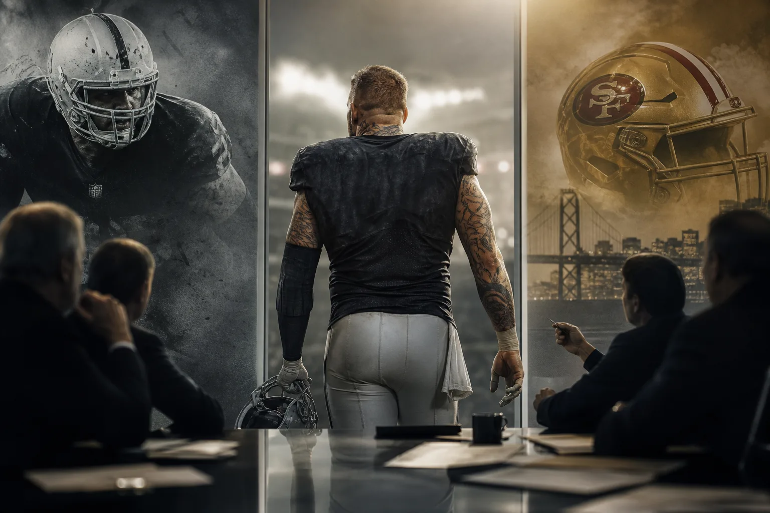 Editorial illustration for Why Maxx Crosby Is Showing Up in 49ers Trade Talk
